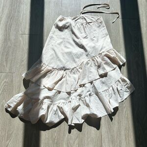 SHEIN Cream Asymmetrical Ruffle Skirt